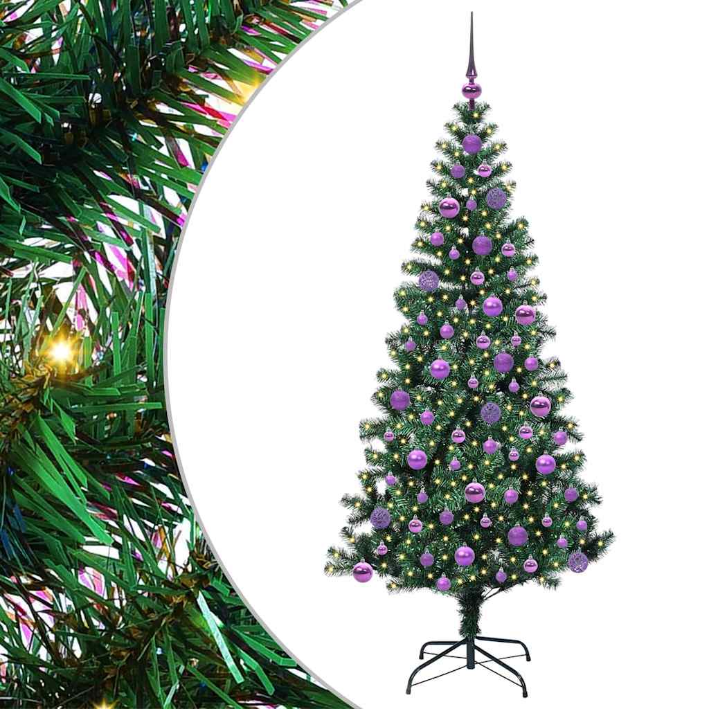 VidaXL sapin de Noël artificiel illuminé vert 180 cm PVC et métal