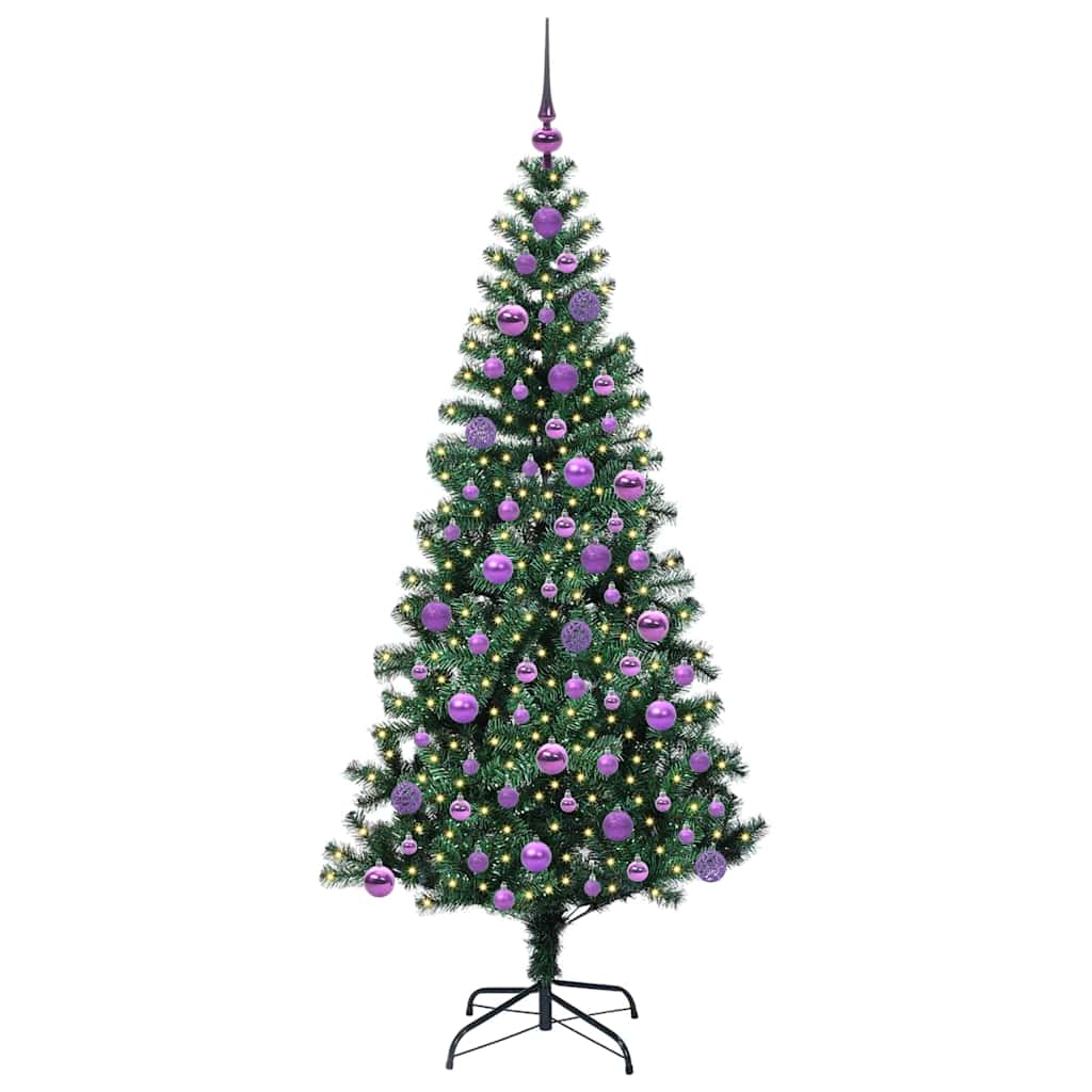 VidaXL sapin de Noël artificiel illuminé vert 180 cm PVC et métal