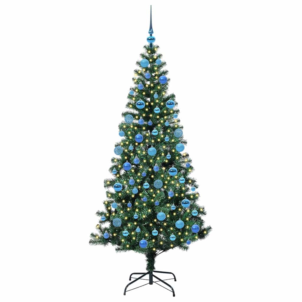 VidaXL sapin de Noël artificiel illuminé vert 180 cm PVC et métal