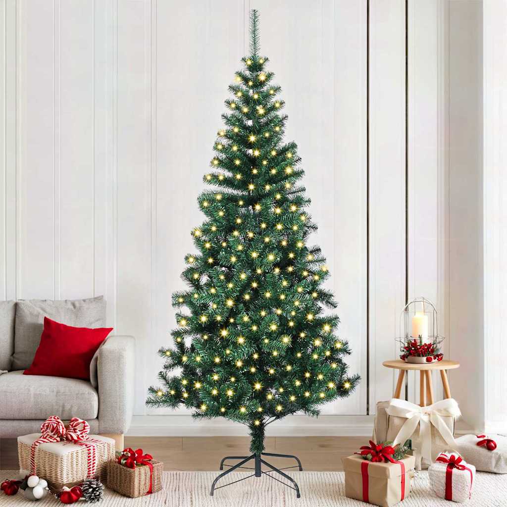 Vidaxx sapin de Noël artificiel illuminé vert 210 cm PVC et métal
