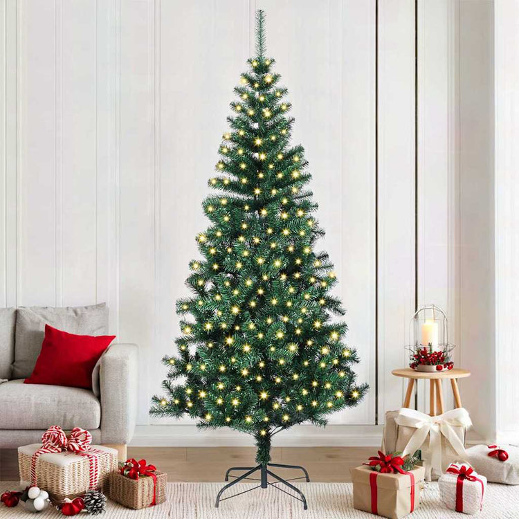Vidaxx sapin de Noël artificiel illuminé vert 210 cm PVC et métal