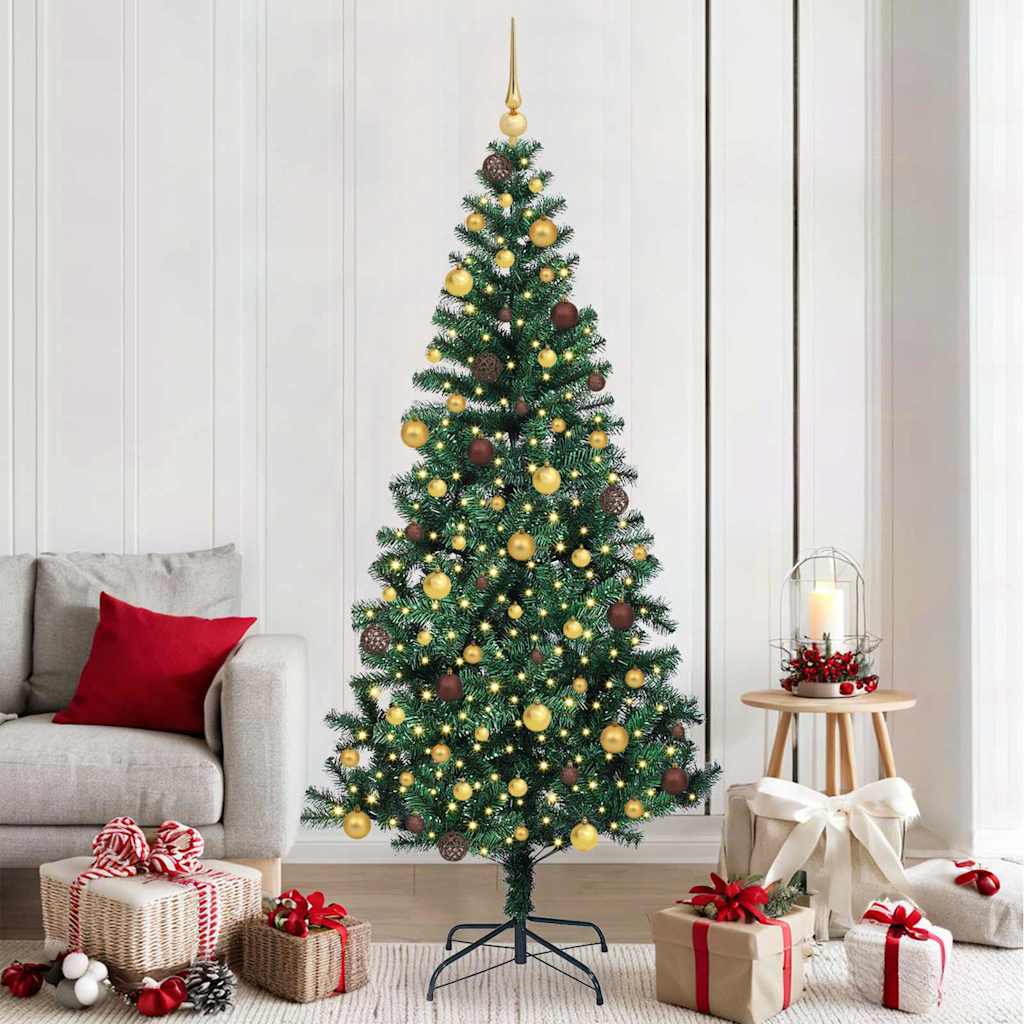 Vidaxx sapin de Noël artificiel illuminé vert 210 cm PVC et métal