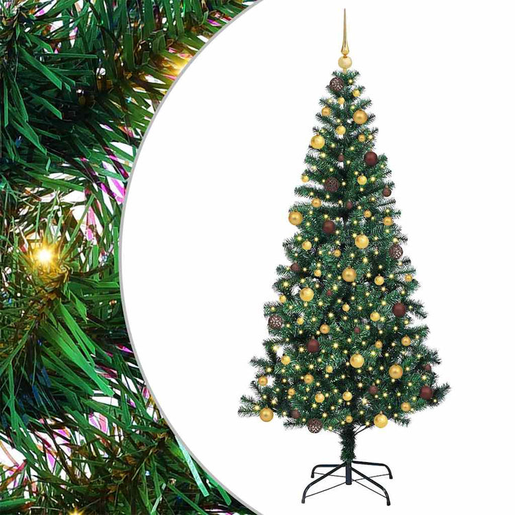Vidaxx sapin de Noël artificiel illuminé vert 210 cm PVC et métal