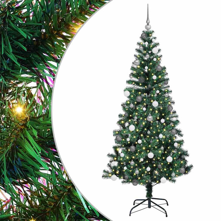 VidaXL sapin de Noël artificiel illuminé vert 210 cm PVC et métal