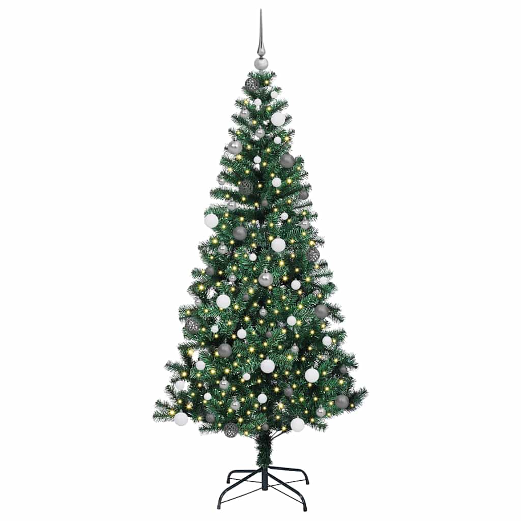 VidaXL sapin de Noël artificiel illuminé vert 210 cm PVC et métal