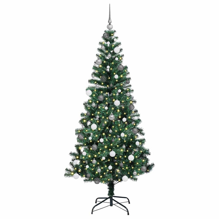 VidaXL sapin de Noël artificiel illuminé vert 210 cm PVC et métal