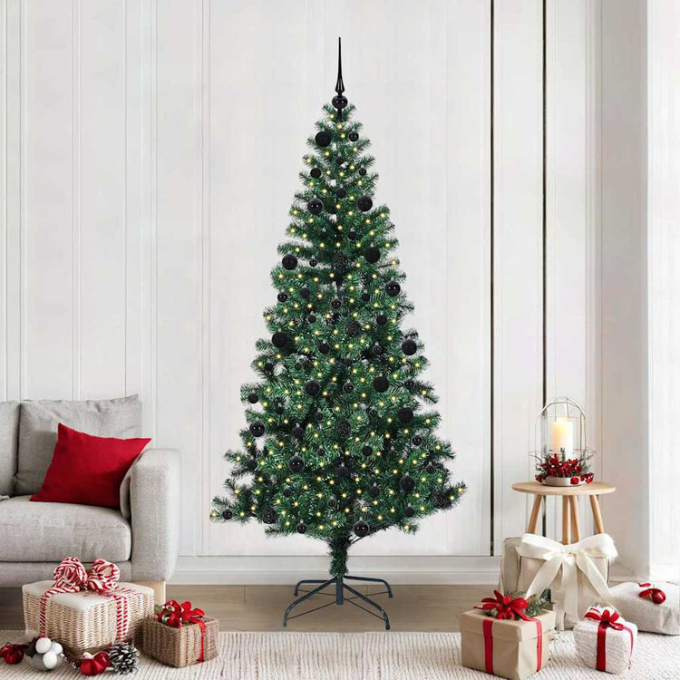 Vidaxx sapin de Noël artificiel illuminé vert 210 cm PVC et métal