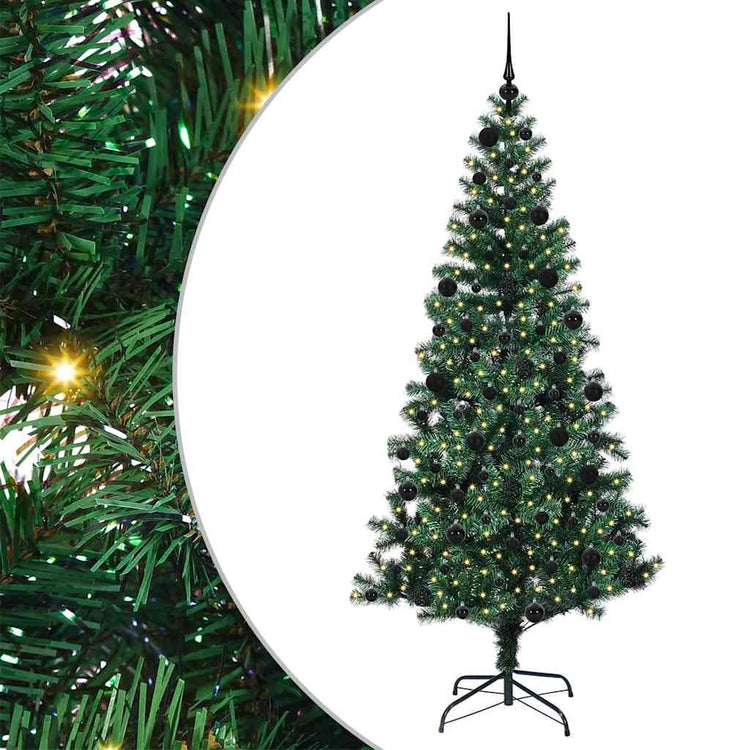 Vidaxx sapin de Noël artificiel illuminé vert 210 cm PVC et métal