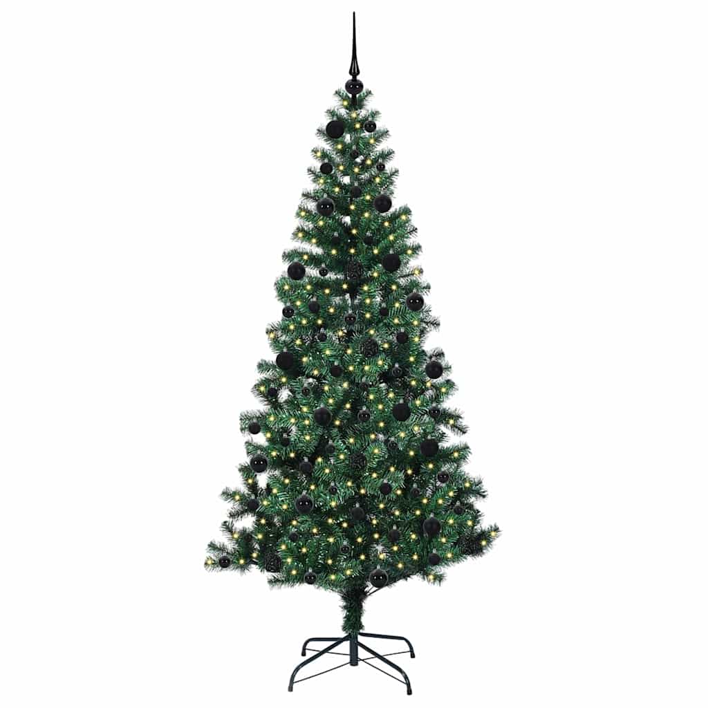 Vidaxx sapin de Noël artificiel illuminé vert 210 cm PVC et métal