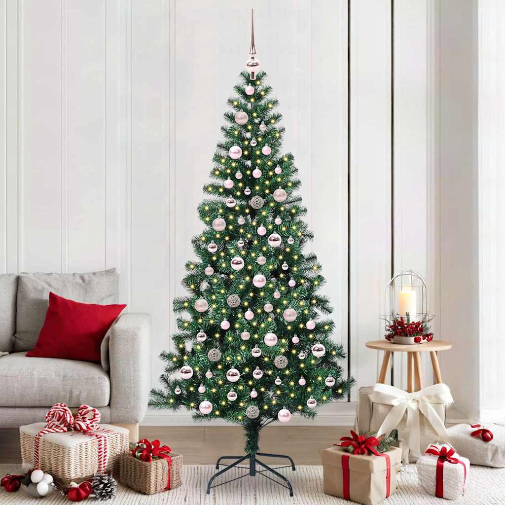 Vidaxx sapin de Noël artificiel illuminé vert 210 cm PVC et métal