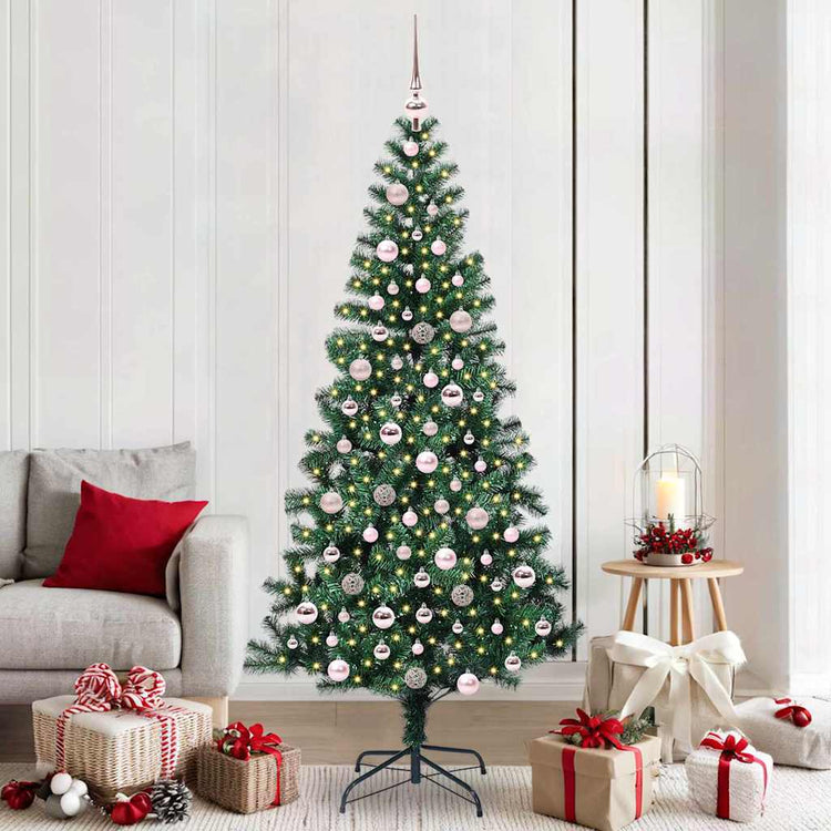 Vidaxx sapin de Noël artificiel illuminé vert 210 cm PVC et métal