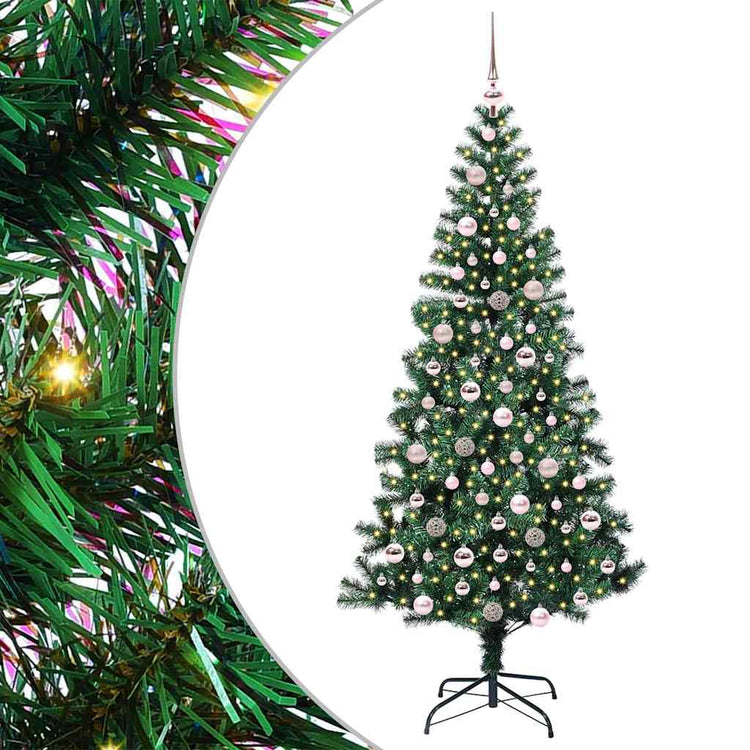 Vidaxx sapin de Noël artificiel illuminé vert 210 cm PVC et métal