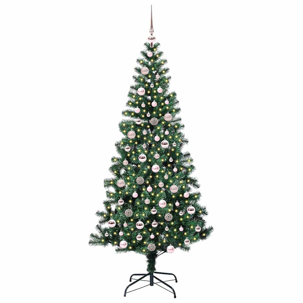 Vidaxx sapin de Noël artificiel illuminé vert 210 cm PVC et métal