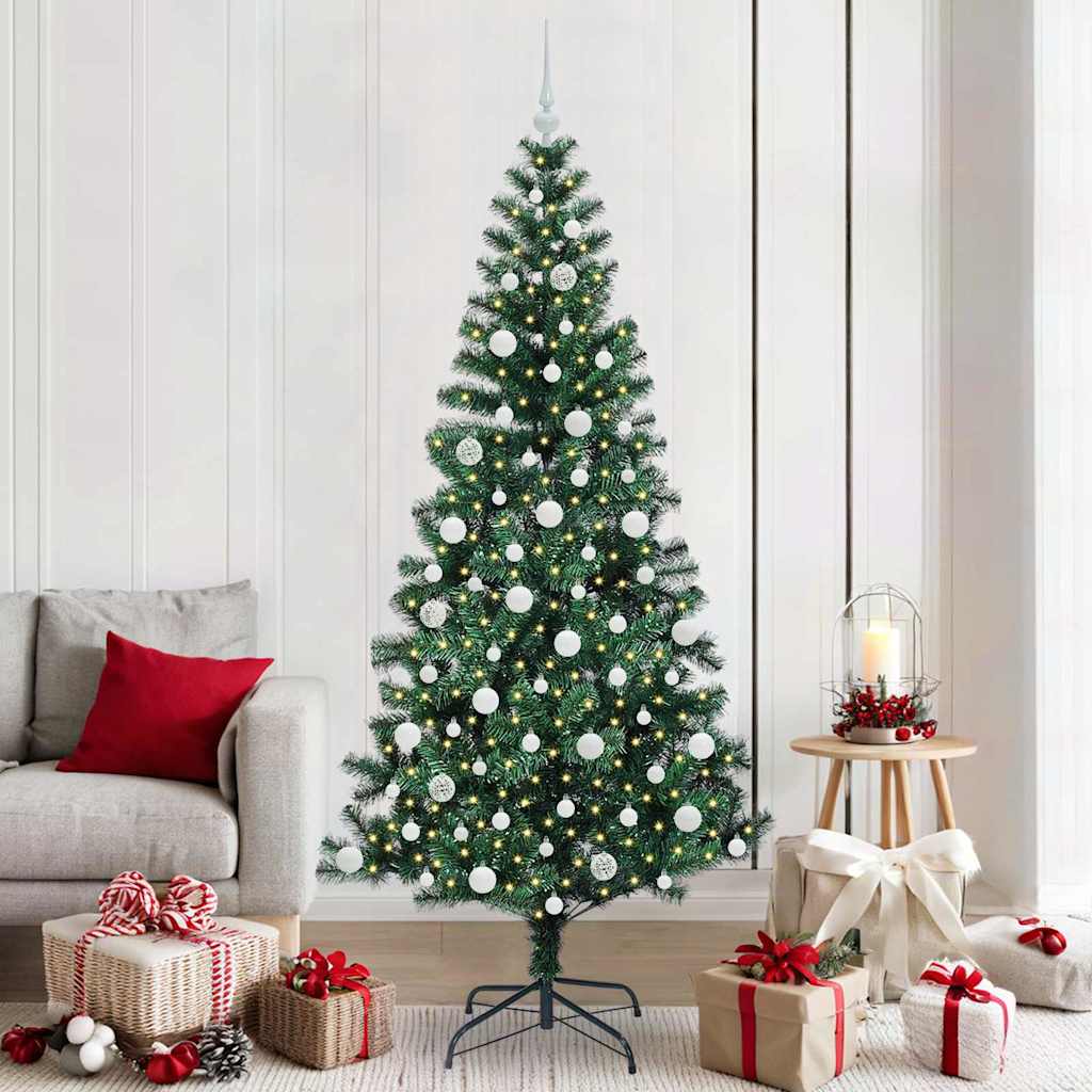 Vidaxx sapin de Noël artificiel illuminé vert 210 cm PVC et métal
