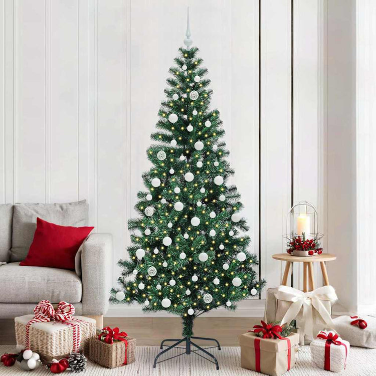 Vidaxx sapin de Noël artificiel illuminé vert 210 cm PVC et métal