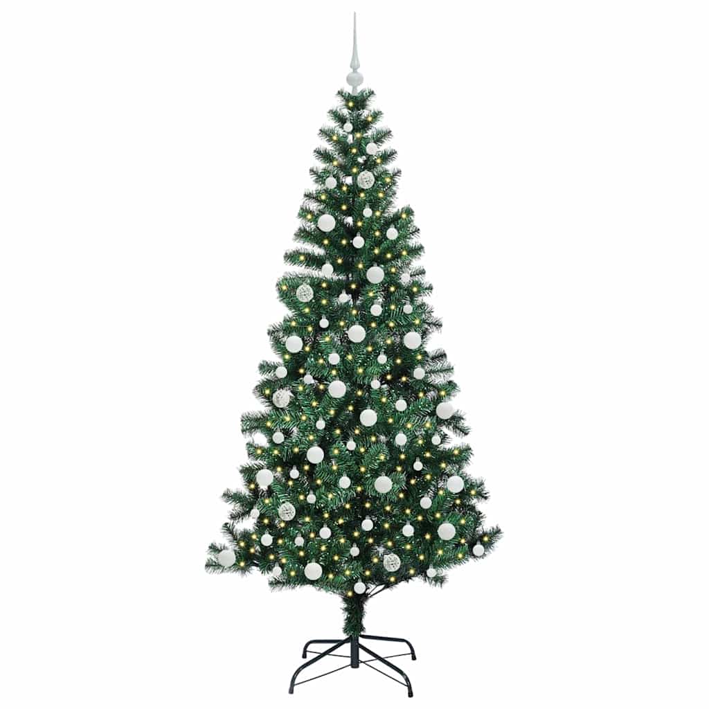 Vidaxx sapin de Noël artificiel illuminé vert 210 cm PVC et métal