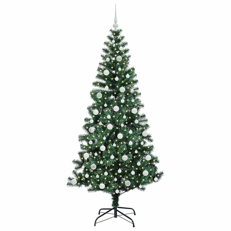 Vidaxx sapin de Noël artificiel illuminé vert 210 cm PVC et métal