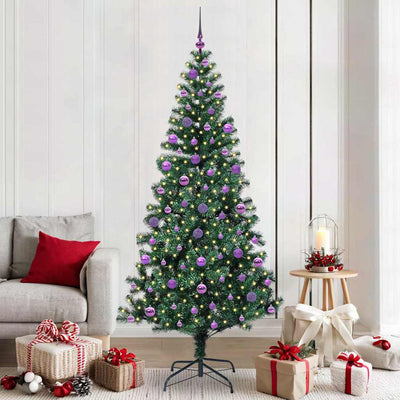 Vidaxx sapin de Noël artificiel illuminé vert 210 cm PVC et métal