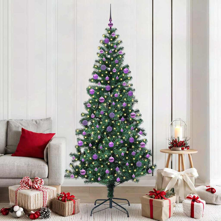 Vidaxx sapin de Noël artificiel illuminé vert 210 cm PVC et métal