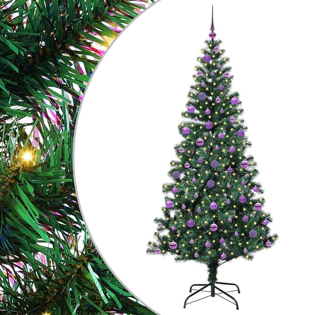Vidaxx sapin de Noël artificiel illuminé vert 210 cm PVC et métal