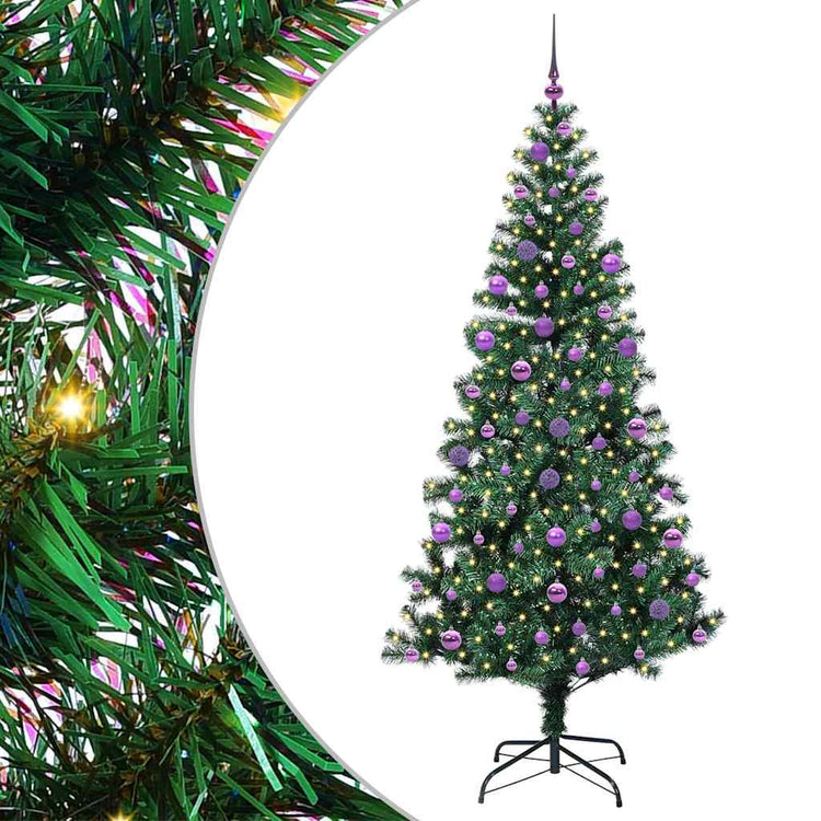 Vidaxx sapin de Noël artificiel illuminé vert 210 cm PVC et métal