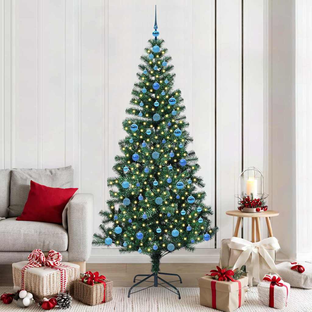Vidaxx sapin de Noël artificiel illuminé vert 210 cm PVC et métal