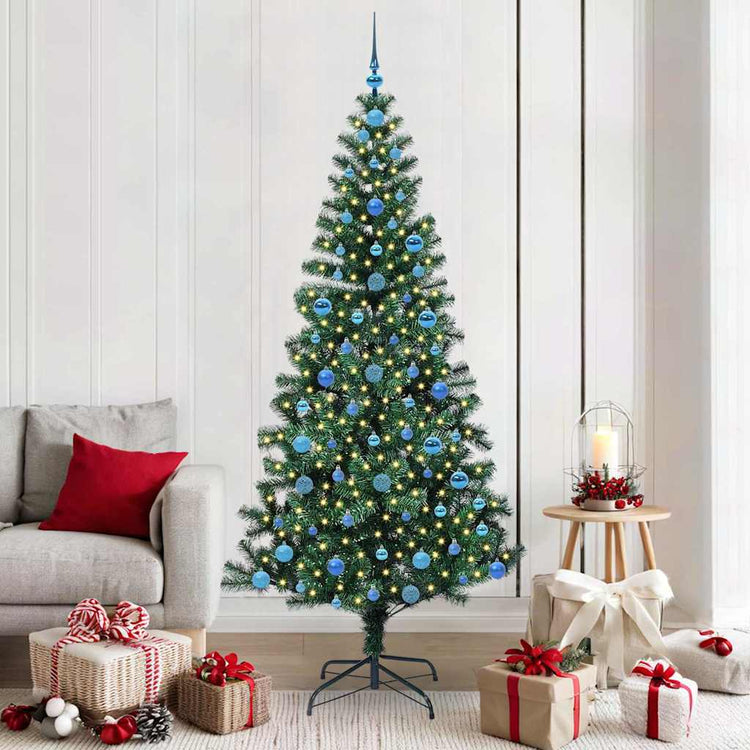 Vidaxx sapin de Noël artificiel illuminé vert 210 cm PVC et métal