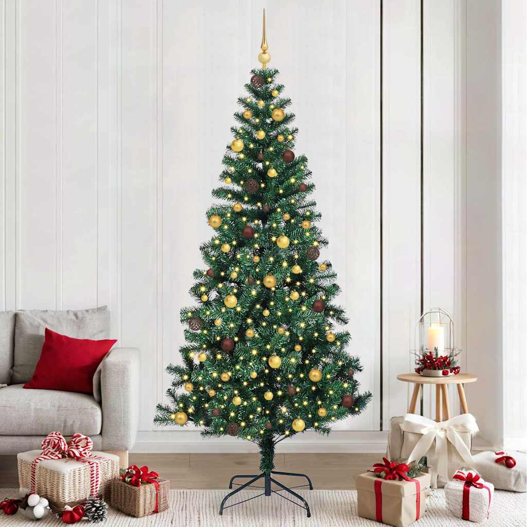 Vidaxx sapin de Noël artificiel illuminé vert 240 cm PVC et métal