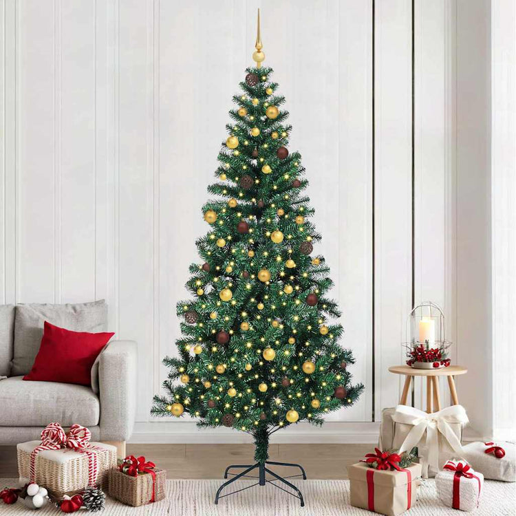 Vidaxx sapin de Noël artificiel illuminé vert 240 cm PVC et métal