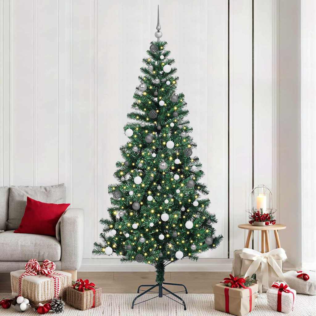Vidaxx sapin de Noël artificiel illuminé vert 240 cm PVC et métal
