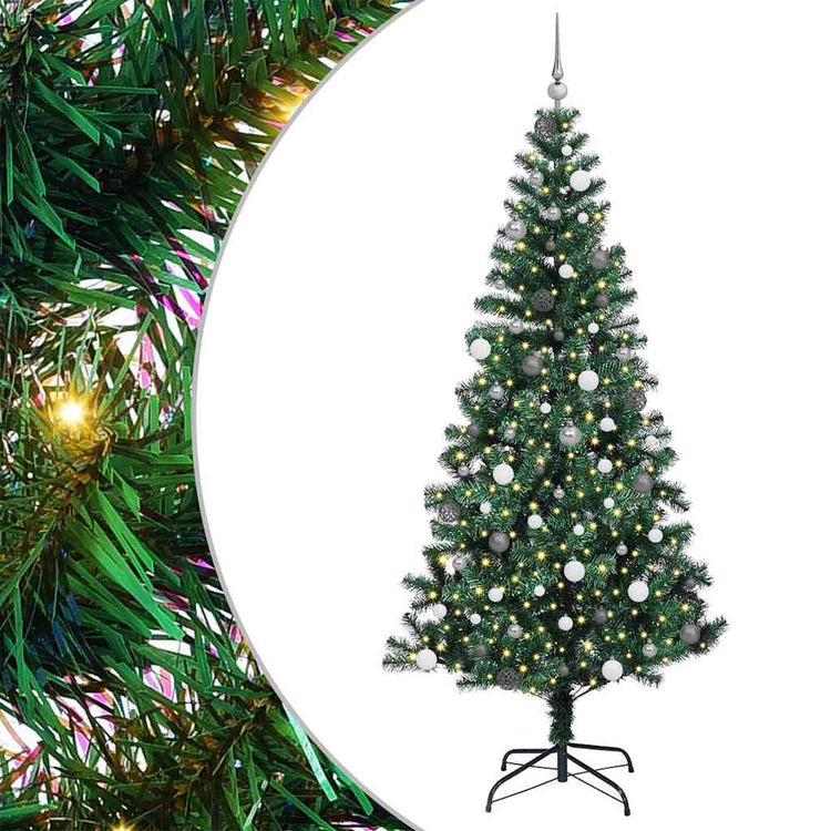 Vidaxx sapin de Noël artificiel illuminé vert 240 cm PVC et métal