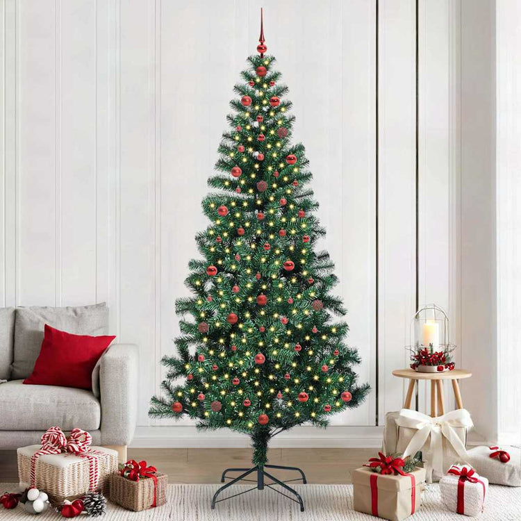 Vidaxx sapin de Noël artificiel illuminé vert 240 cm PVC et métal