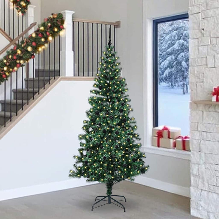 Vidaxx sapin de Noël artificiel illuminé vert 240 cm PVC et métal