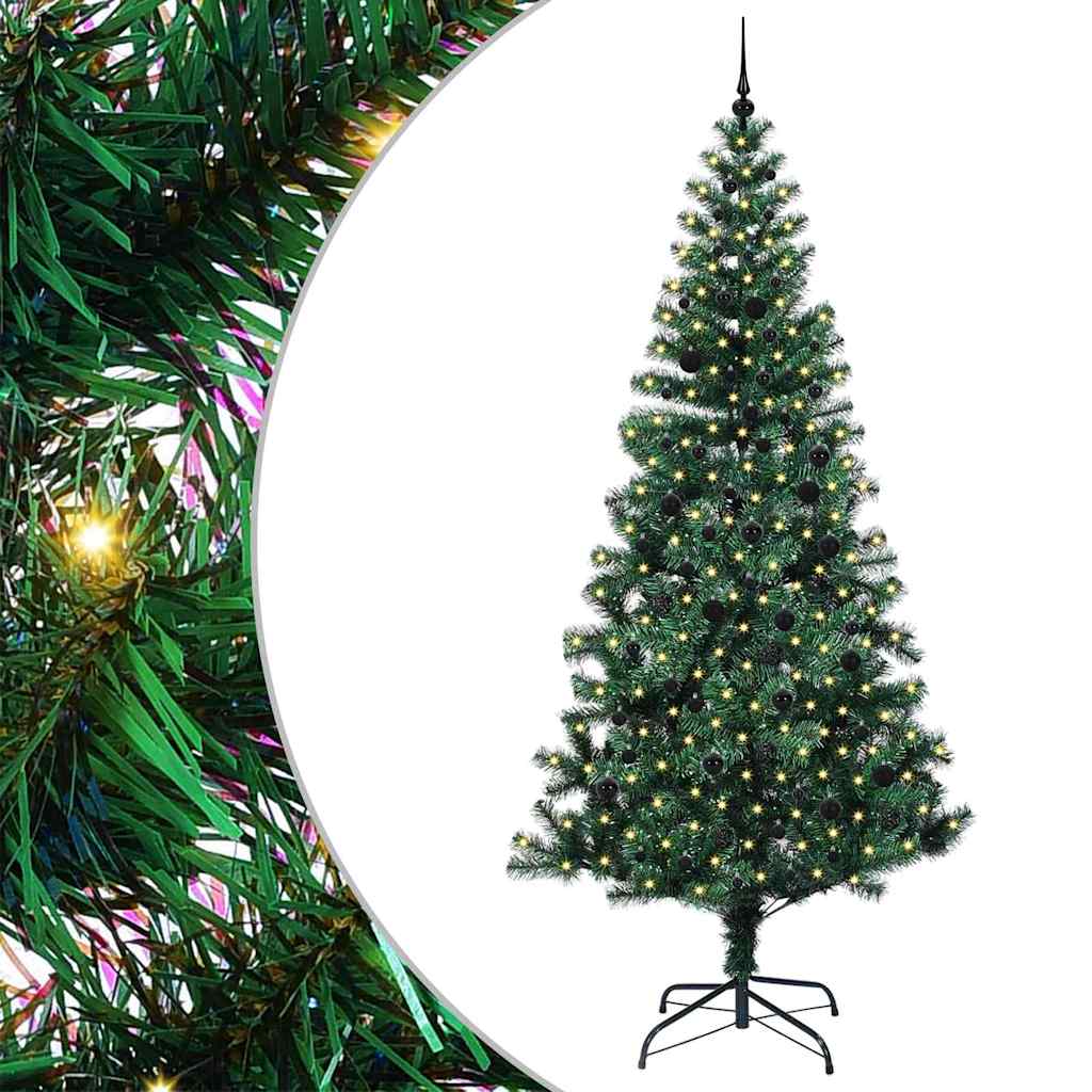 Vidaxx sapin de Noël artificiel illuminé vert 240 cm PVC et métal