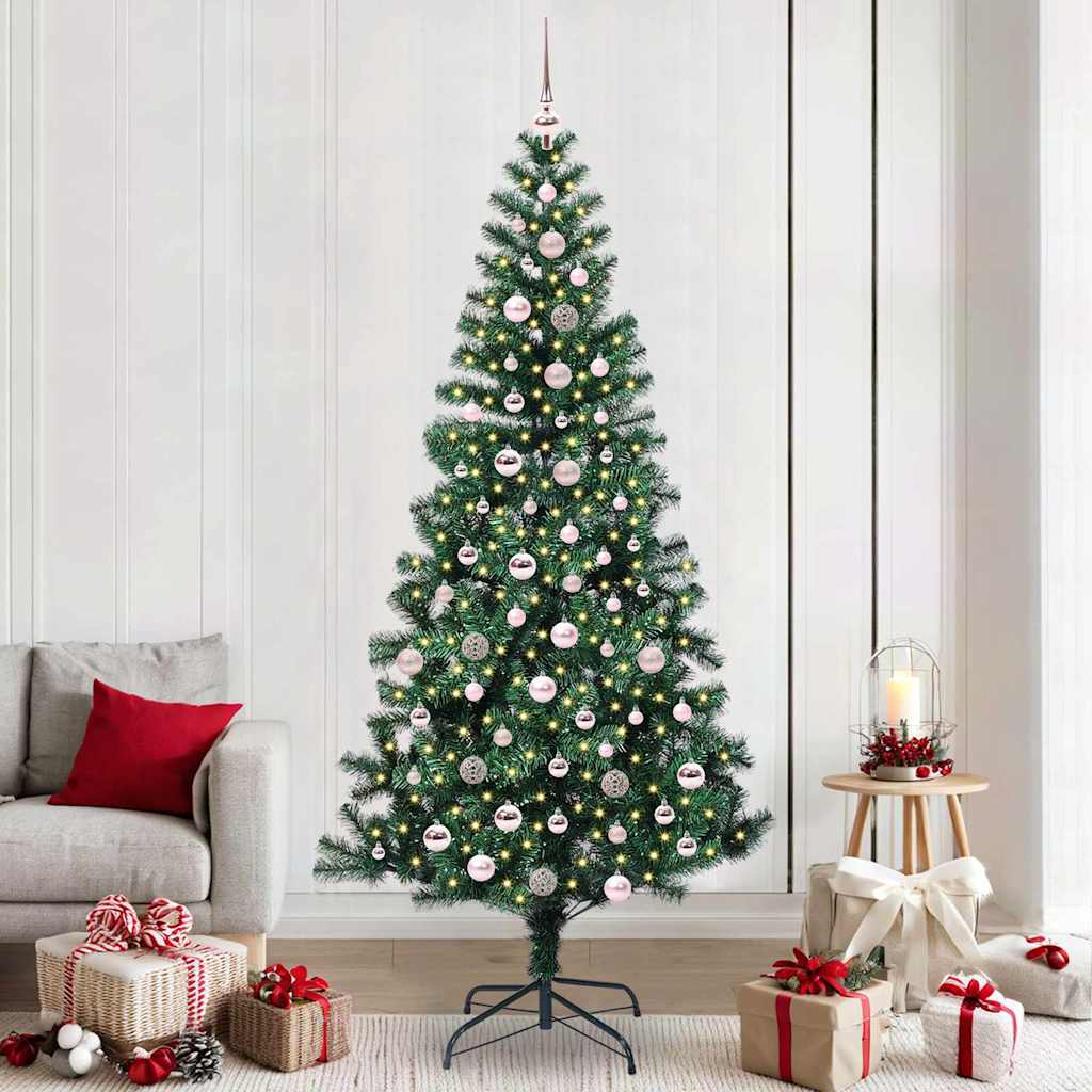 Vidaxx sapin de Noël artificiel illuminé vert 240 cm PVC et métal
