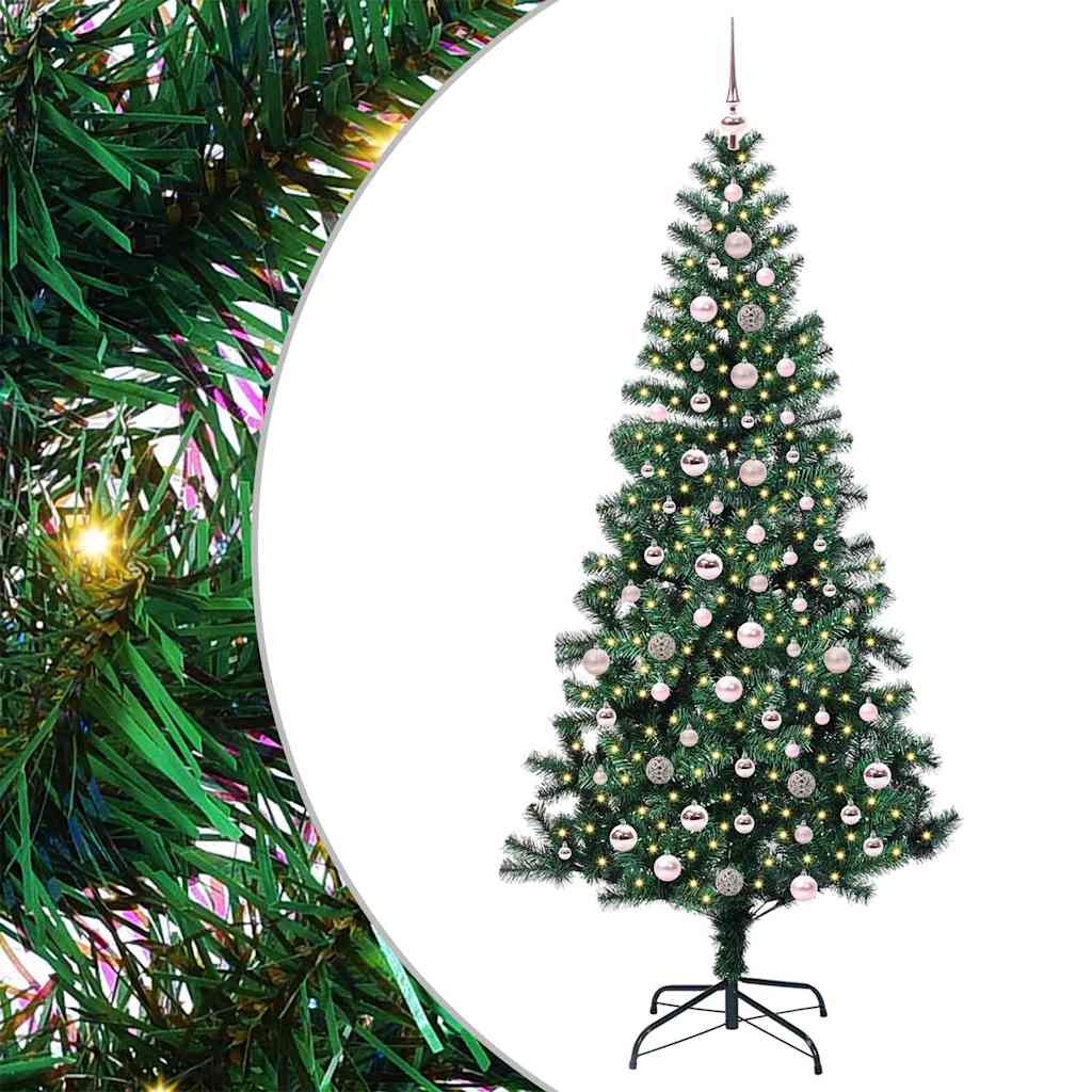 Vidaxx sapin de Noël artificiel illuminé vert 240 cm PVC et métal