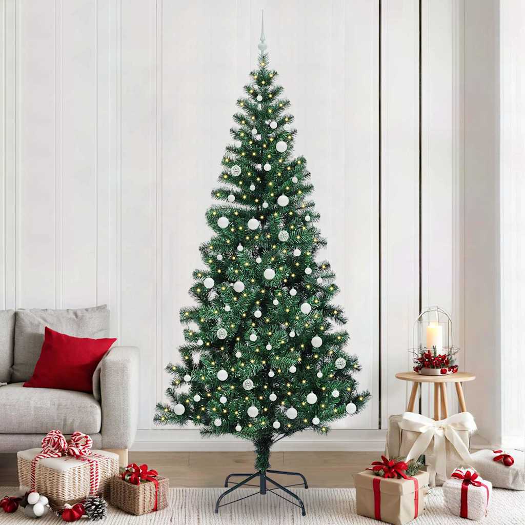 Vidaxx sapin de Noël artificiel illuminé vert 240 cm PVC et métal