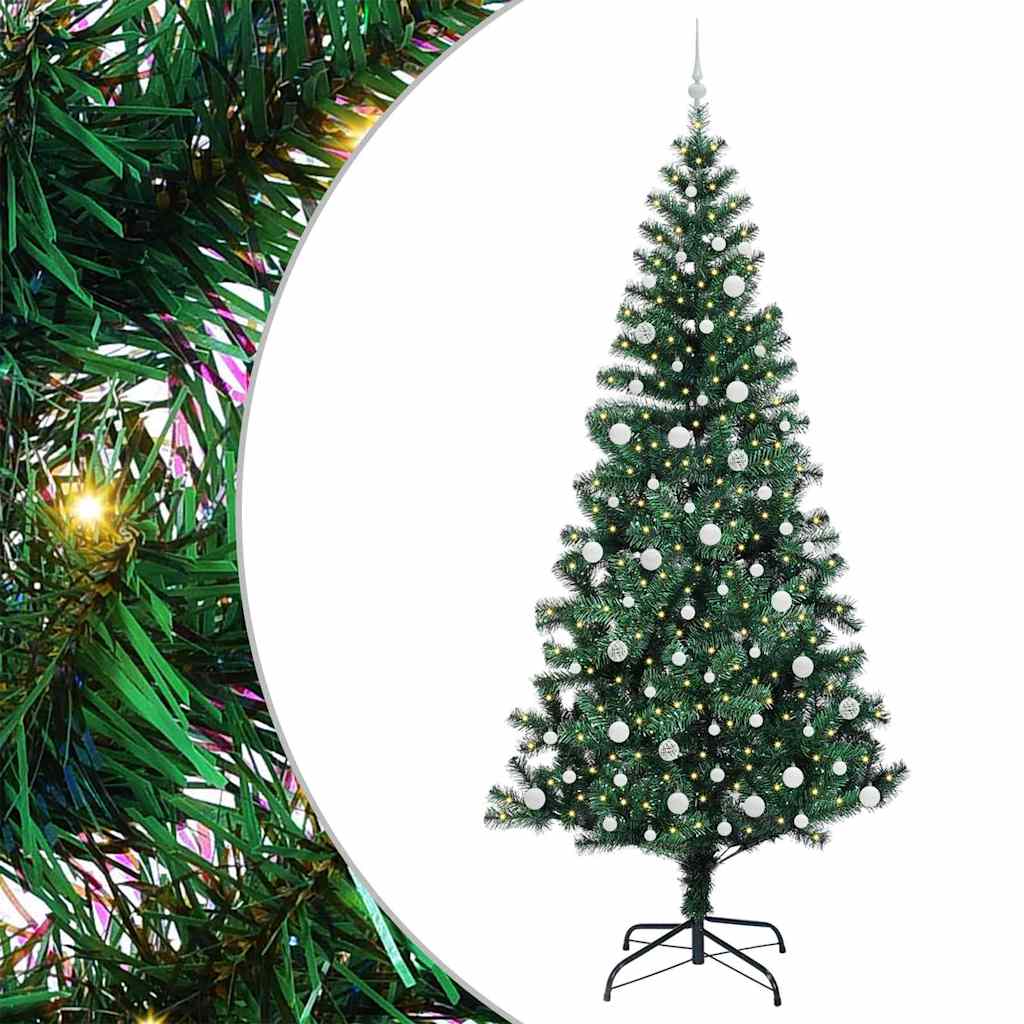 Vidaxx sapin de Noël artificiel illuminé vert 240 cm PVC et métal
