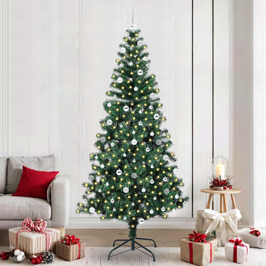 Vidaxx sapin de Noël artificiel illuminé vert 240 cm PVC et métal