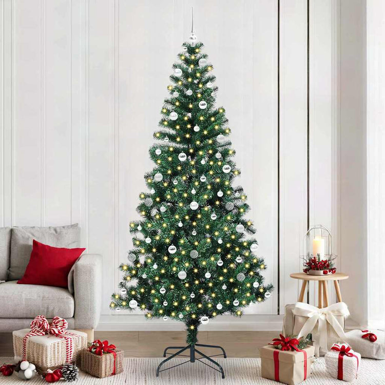 Vidaxx sapin de Noël artificiel illuminé vert 240 cm PVC et métal