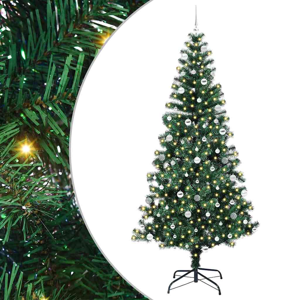 Vidaxx sapin de Noël artificiel illuminé vert 240 cm PVC et métal