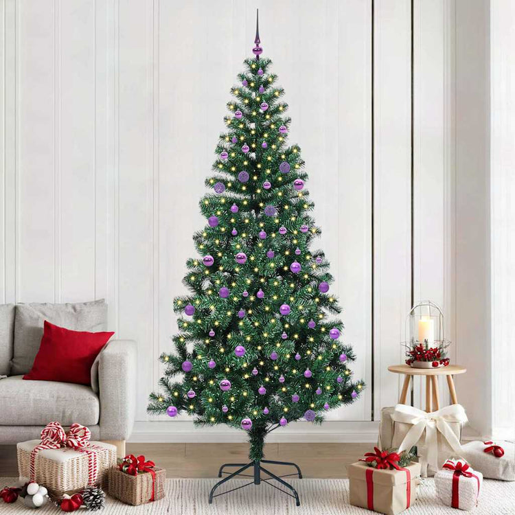 Vidaxx sapin de Noël artificiel illuminé vert 240 cm PVC et métal