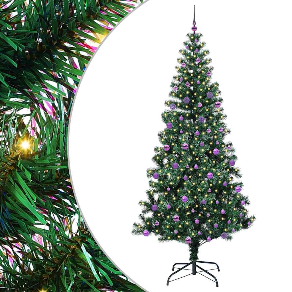 Vidaxx sapin de Noël artificiel illuminé vert 240 cm PVC et métal
