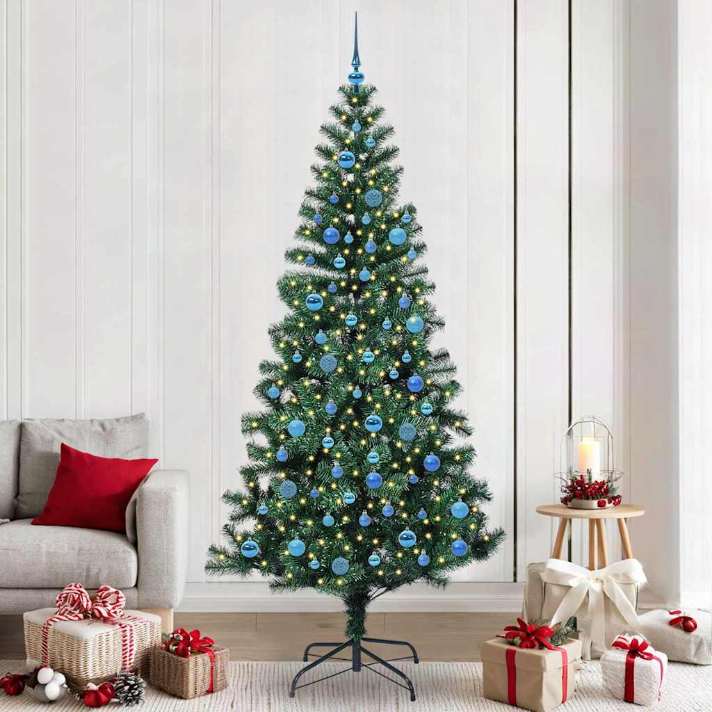 Vidaxx sapin de Noël artificiel illuminé vert 240 cm PVC et métal