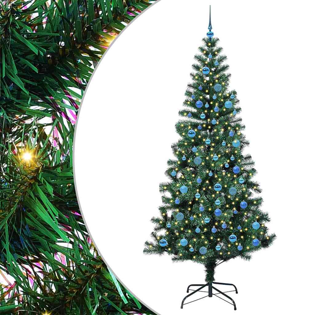 Vidaxx sapin de Noël artificiel illuminé vert 240 cm PVC et métal