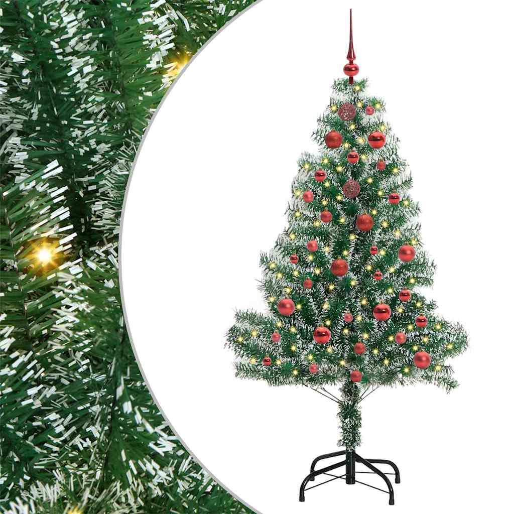 Vidaxx sapin de Noël artificiel neige tressé avec lumière LED 150 cm