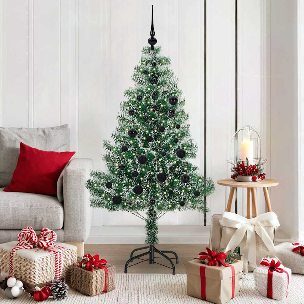 Vidaxx sapin de Noël artificiel neige tressé avec lumière LED 150 cm