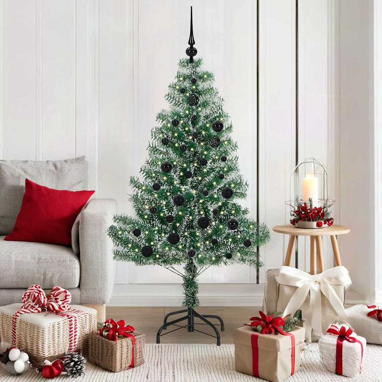 Vidaxx sapin de Noël artificiel neige tressé avec lumière LED 150 cm