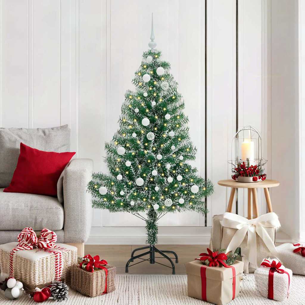 Vidaxx sapin de Noël artificiel neige tressé avec lumière LED 150 cm