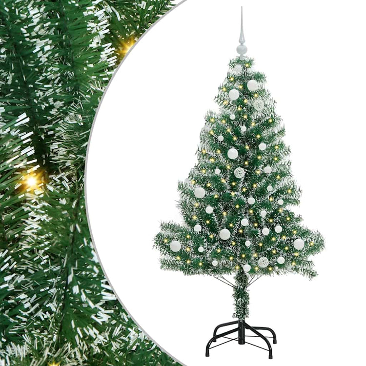 Vidaxx sapin de Noël artificiel neige tressé avec lumière LED 150 cm
